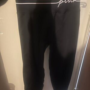 PINK Victoria's Secret Black Leggings with White Accents